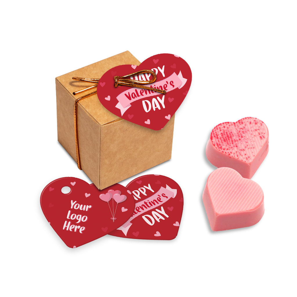 Valentines Eco Kraft Cube - Raspberry Heart - Chocolate Truffles